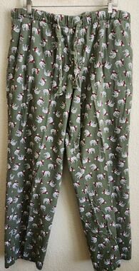 Old Navy Green White Red Polar Bear Print Pajama Pants Large Pockets Lightweight